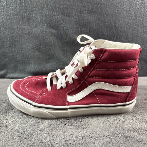 Vans Sk8-Hi Shoes Maroon W 7.5 Mens 6 US Canvas Casual High Top Skater Sneakers - Picture 4 of 9